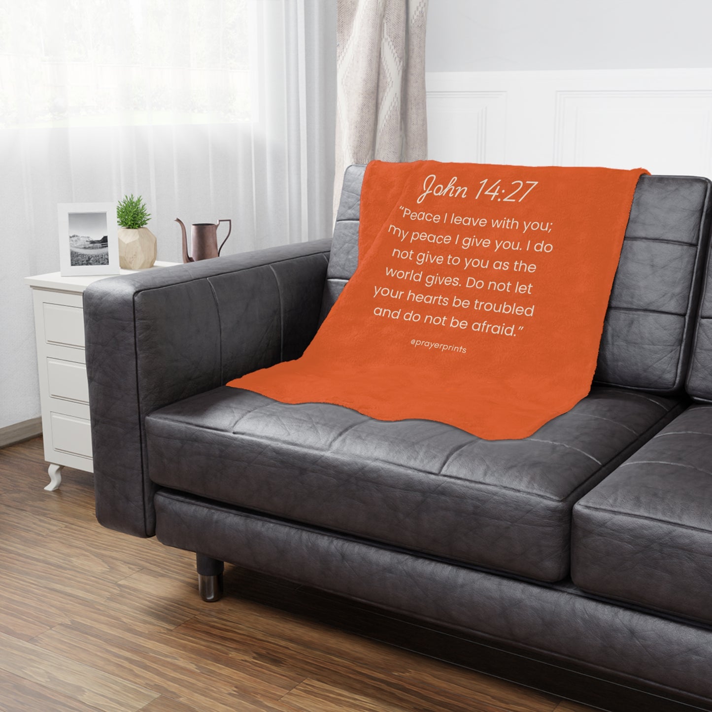 Inspirational Bible Verse Microfiber Blanket - Cozy Comfort with John 14:27