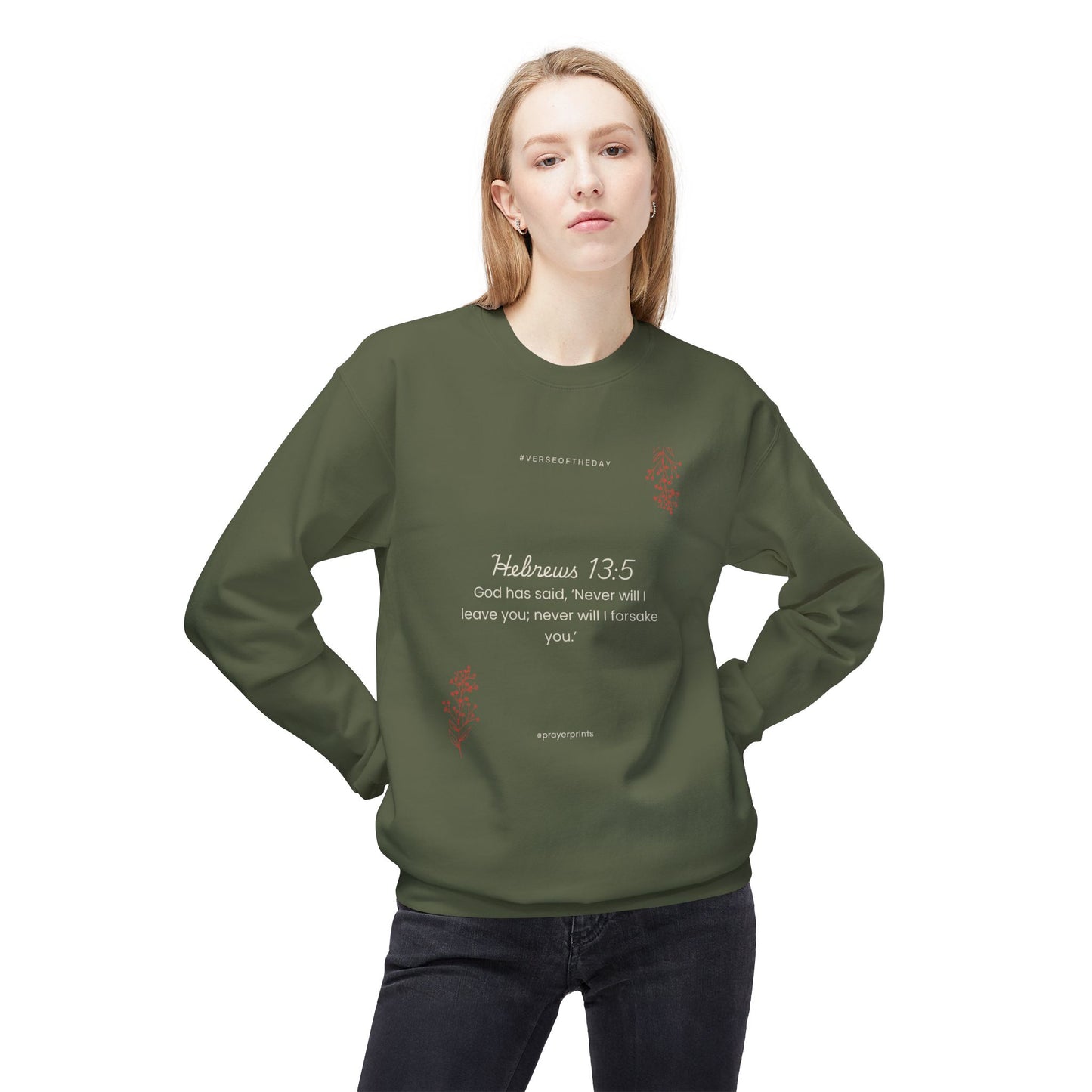 Hebrews 13:5 Inspirational Fleece Sweatshirt | Unisex Comfort Wear