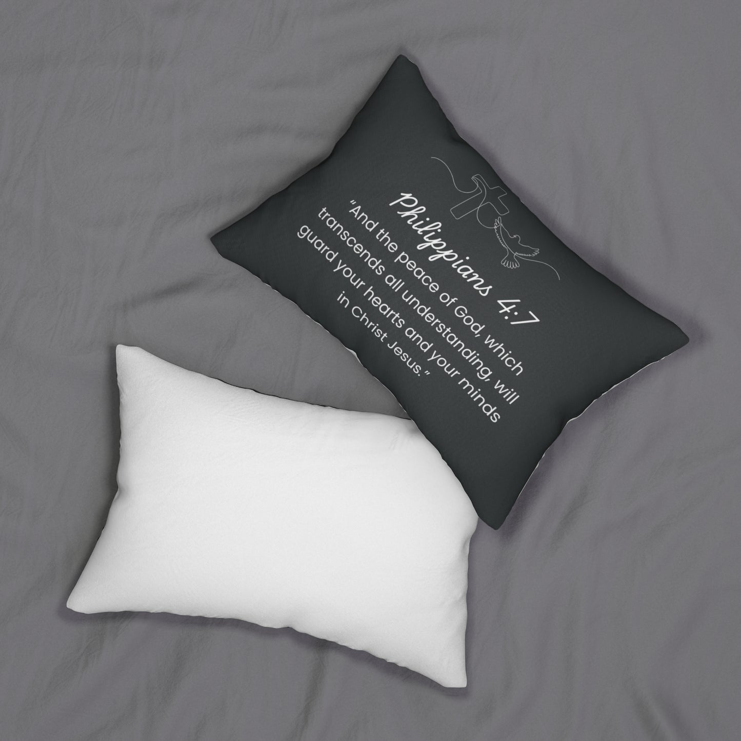Faith-Inspired Lumbar Pillow - Philippians 4:7 Design