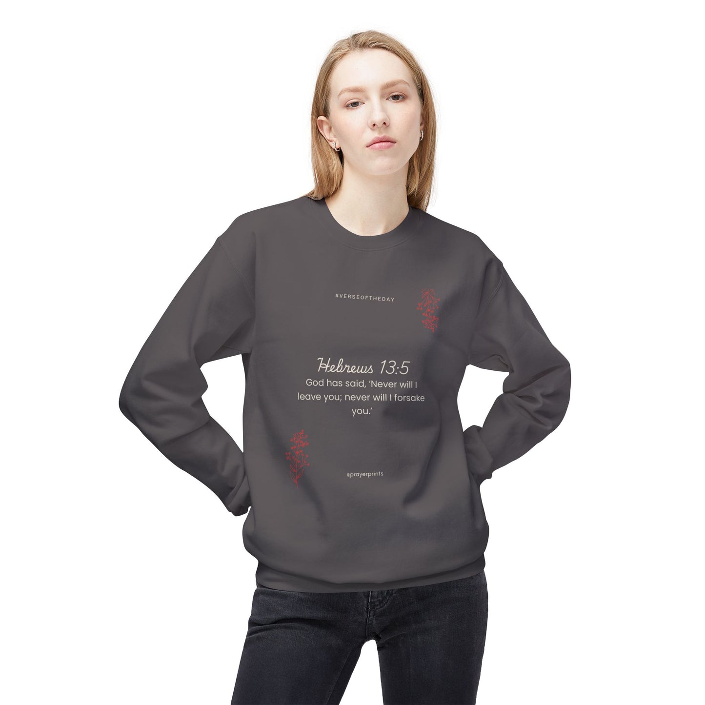 Hebrews 13:5 Inspirational Fleece Sweatshirt | Unisex Comfort Wear
