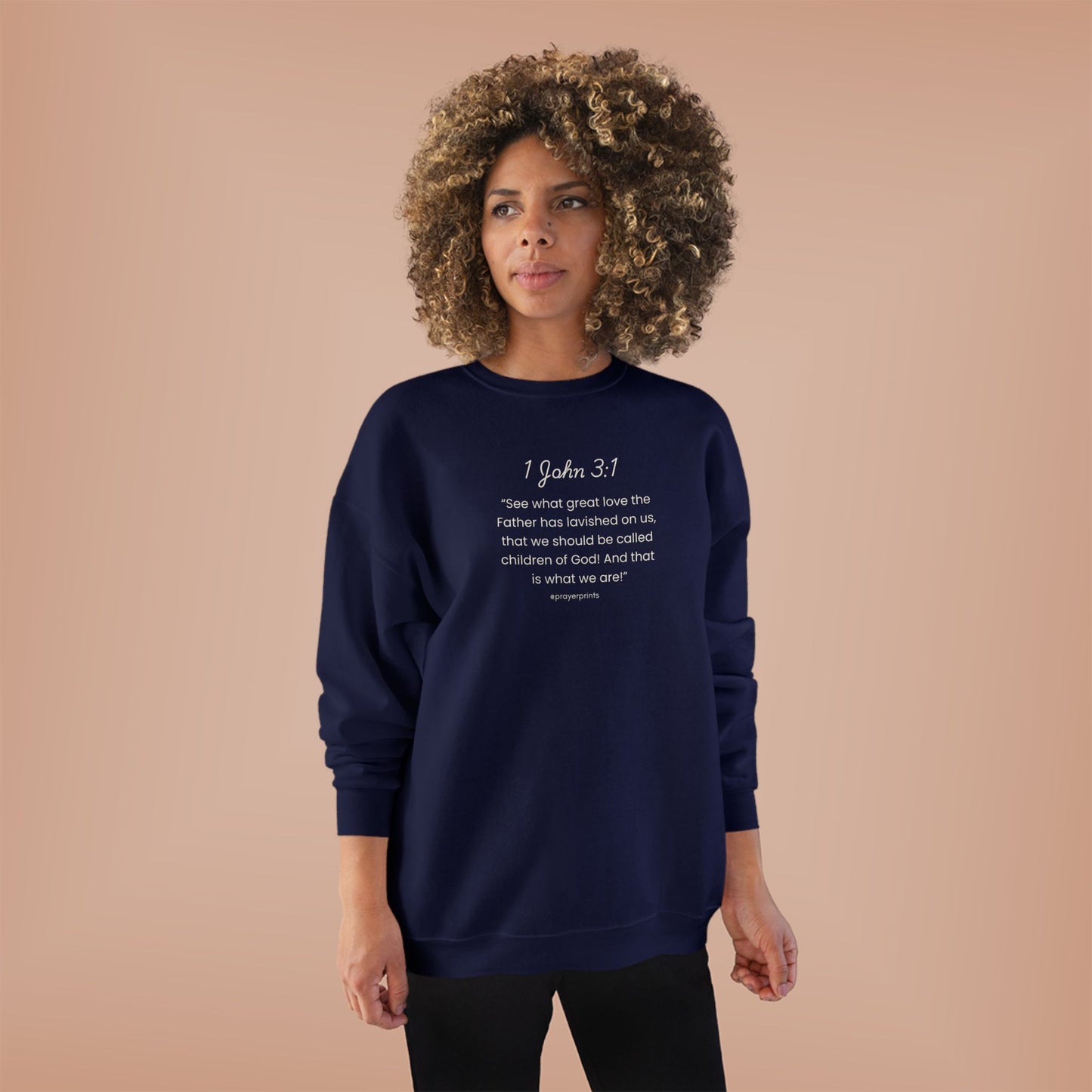 Inspirational Unisex EcoSmart® Crewneck Sweatshirt - 1 John 3:1 Message
