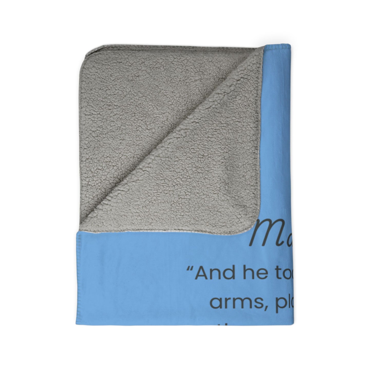 Bible Verse Fleece Sherpa Blanket - Mark 10:16 - Comforting Prayer Gift