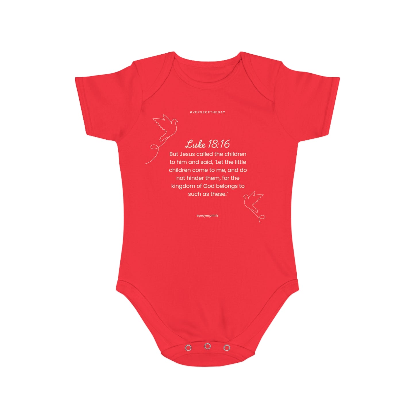 Inspirational Baby Bodysuit - Luke 18:16 - Short Sleeve Faith Clothing