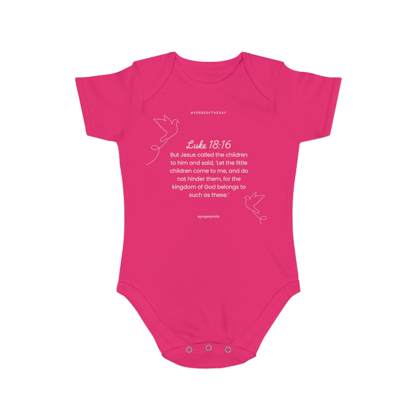 Inspirational Baby Bodysuit - Luke 18:16 - Short Sleeve Faith Clothing