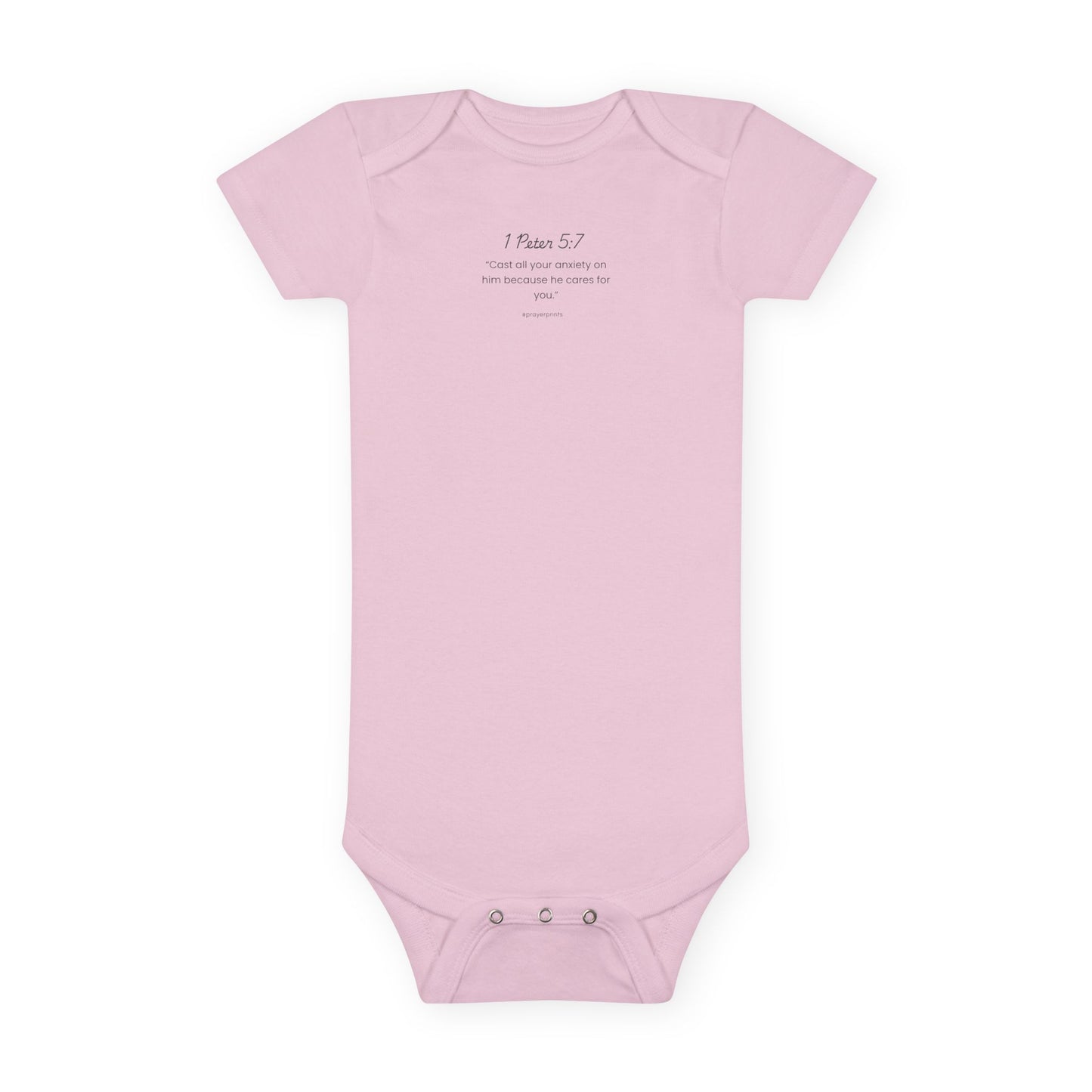 Inspirational Baby Onesie - 1 Peter 5:7 Scripture Gift