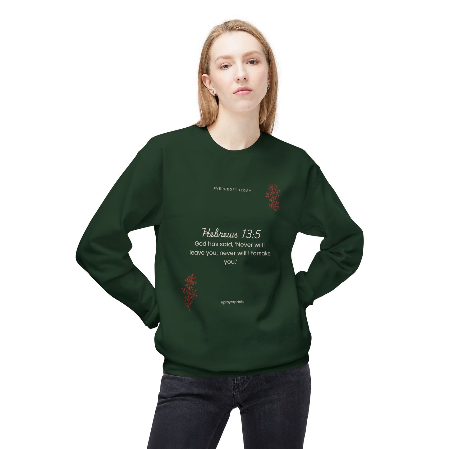 Hebrews 13:5 Inspirational Fleece Sweatshirt | Unisex Comfort Wear