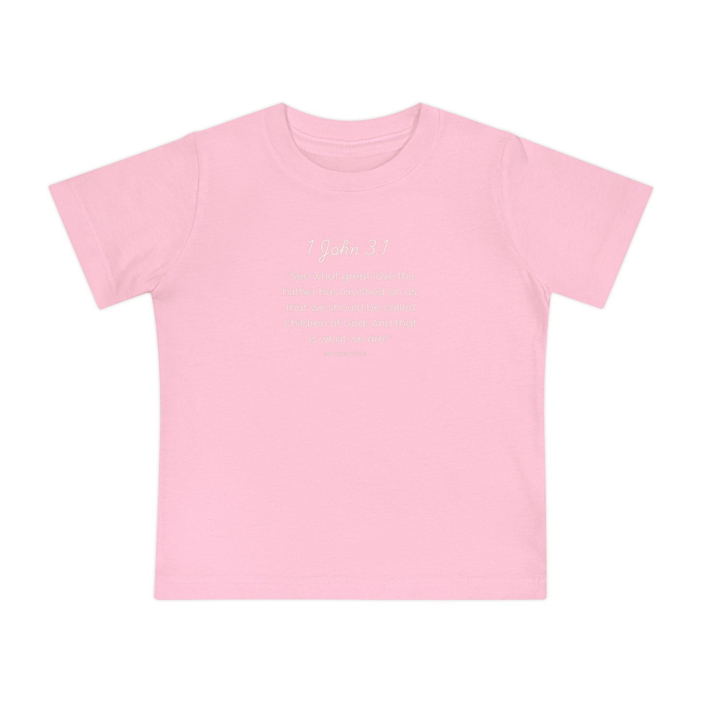 Inspirational Baby Short Sleeve T-Shirt with 1 John 3:1 Quote