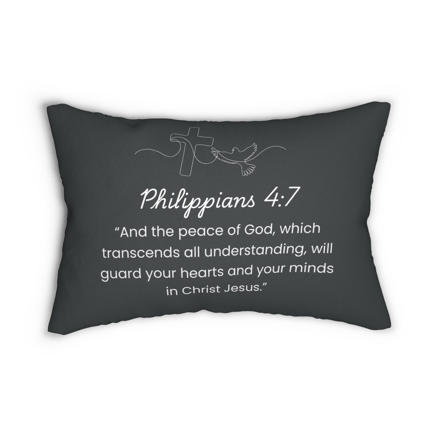 Faith-Inspired Lumbar Pillow - Philippians 4:7 Design