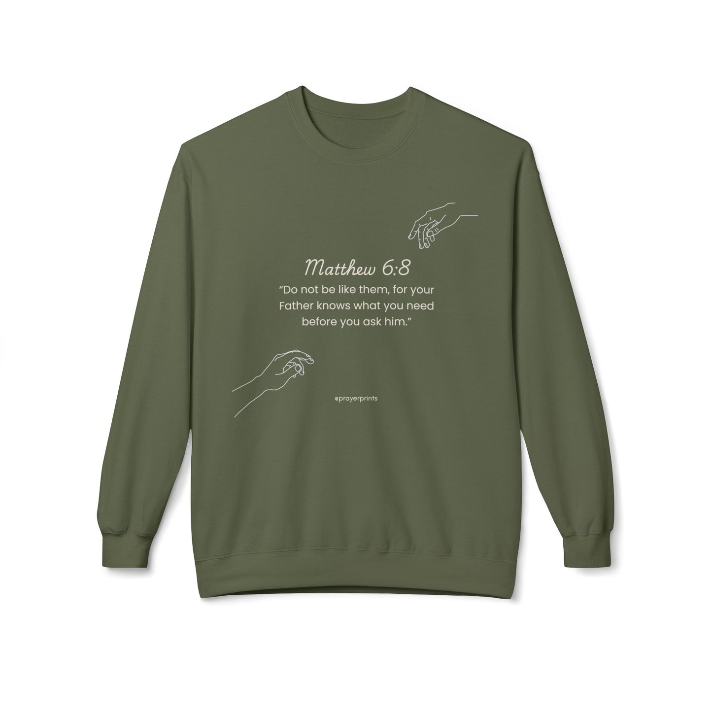 Inspirational Bible Verse Sweatshirt - Matthew 6:8 Unisex Crewneck