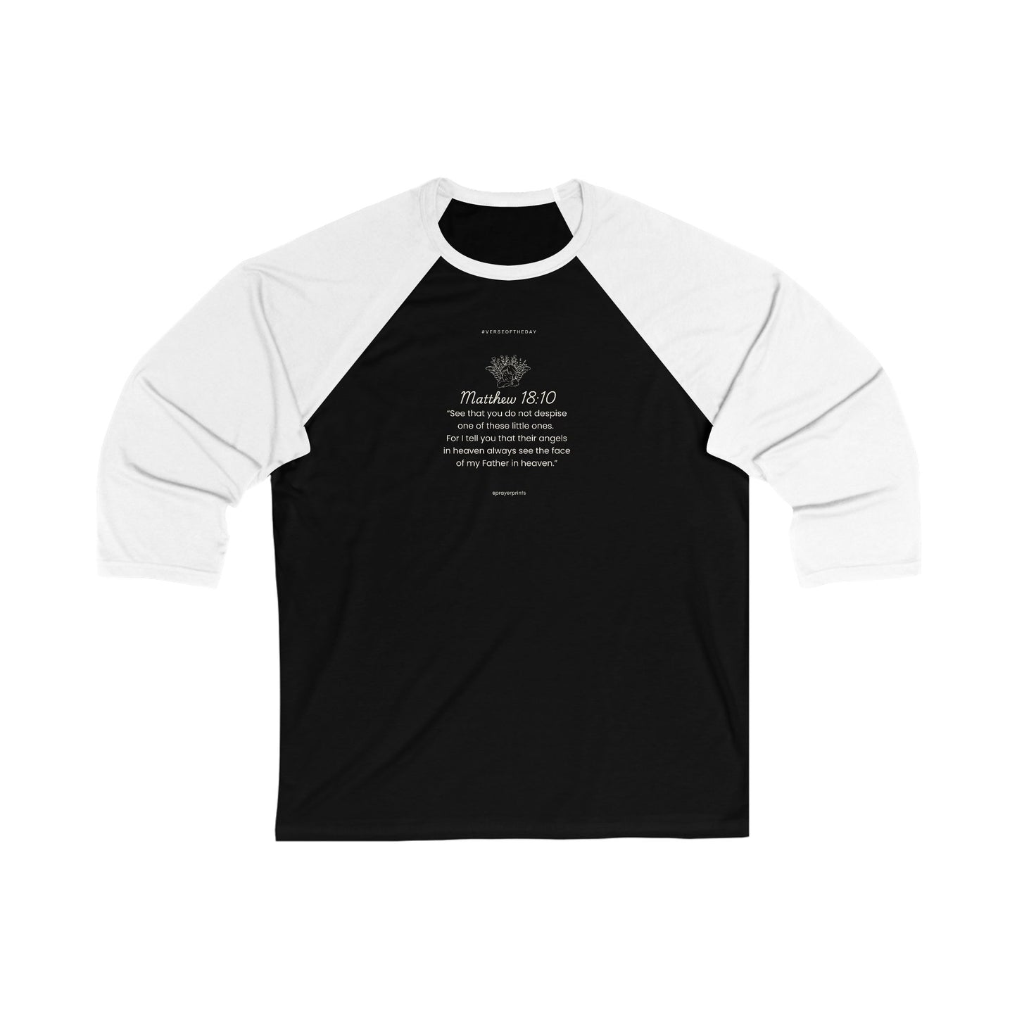 Inspirational Scripture Baseball Tee - Unisex 3/4 Sleeve Shirt with Matthew 18:10