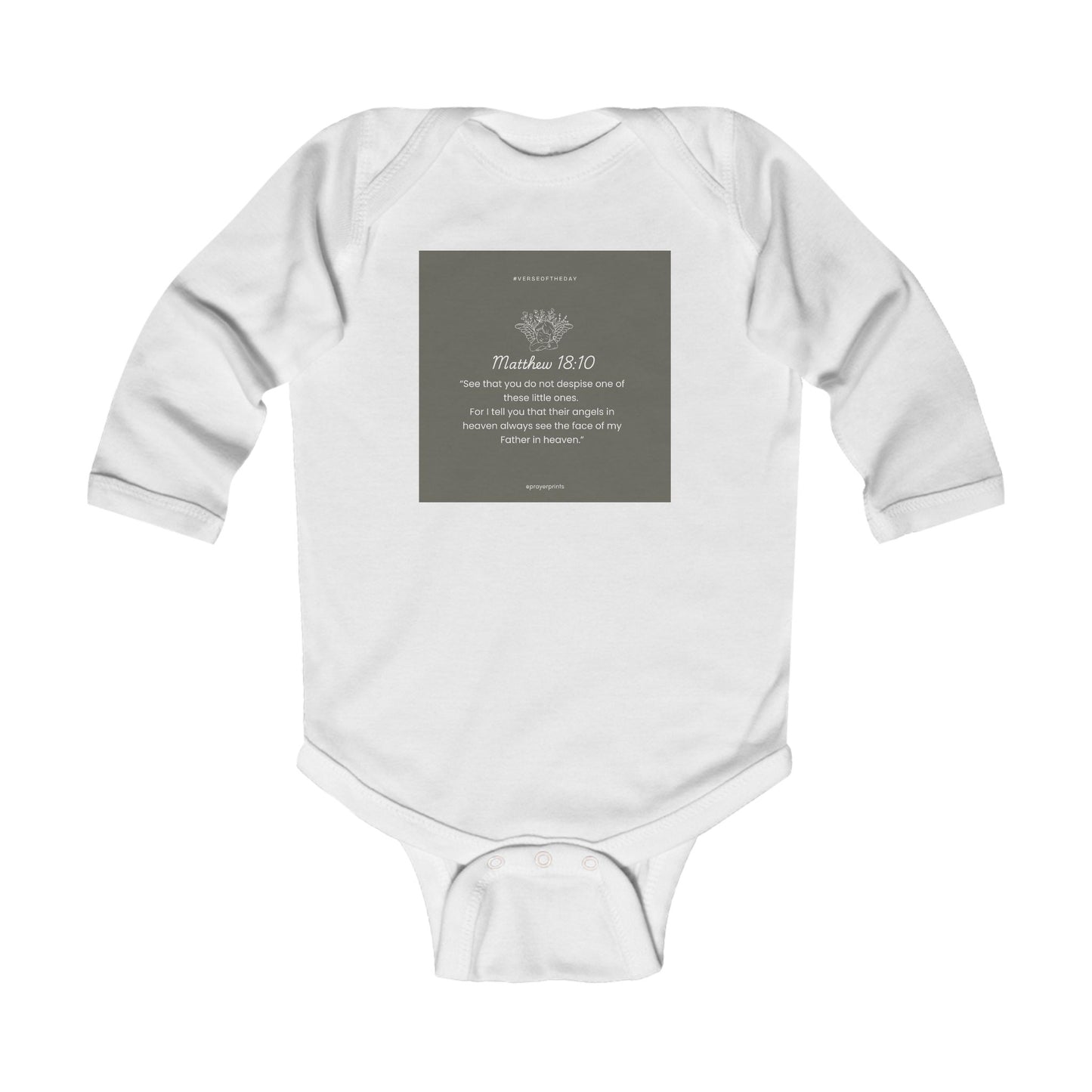 Inspirational Biblical Infant Bodysuit - Matthew 18:10 Long Sleeve Baby Outfit