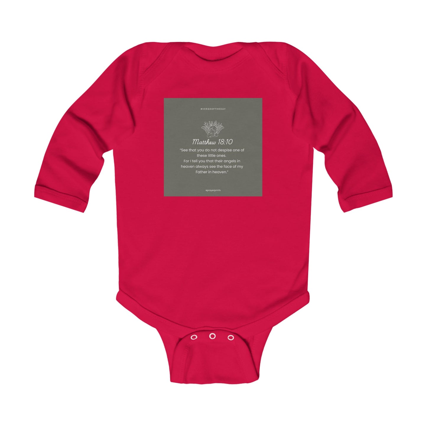 Inspirational Biblical Infant Bodysuit - Matthew 18:10 Long Sleeve Baby Outfit