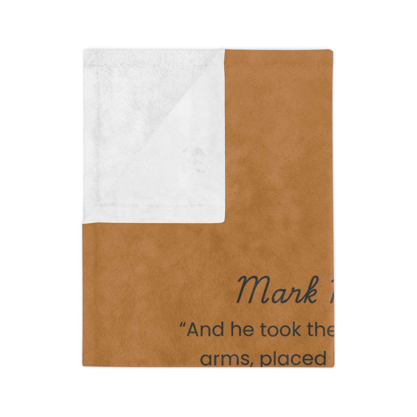 Inspirational Velveteen Microfiber Blanket with Mark 10:16 Quote