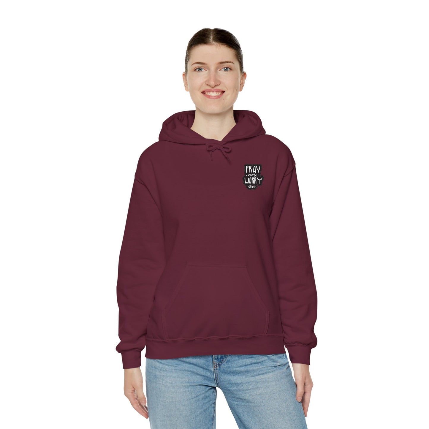 Inspirational Faith Hoodie – "Pray, Worry Less" Design