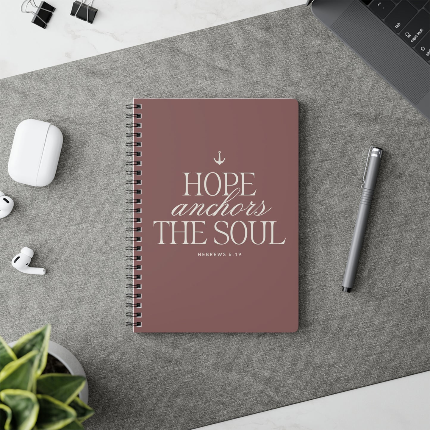 Inspirational A5 Spiral Notebook - "Hope Anchors the Soul" - Perfect for Daily Journaling