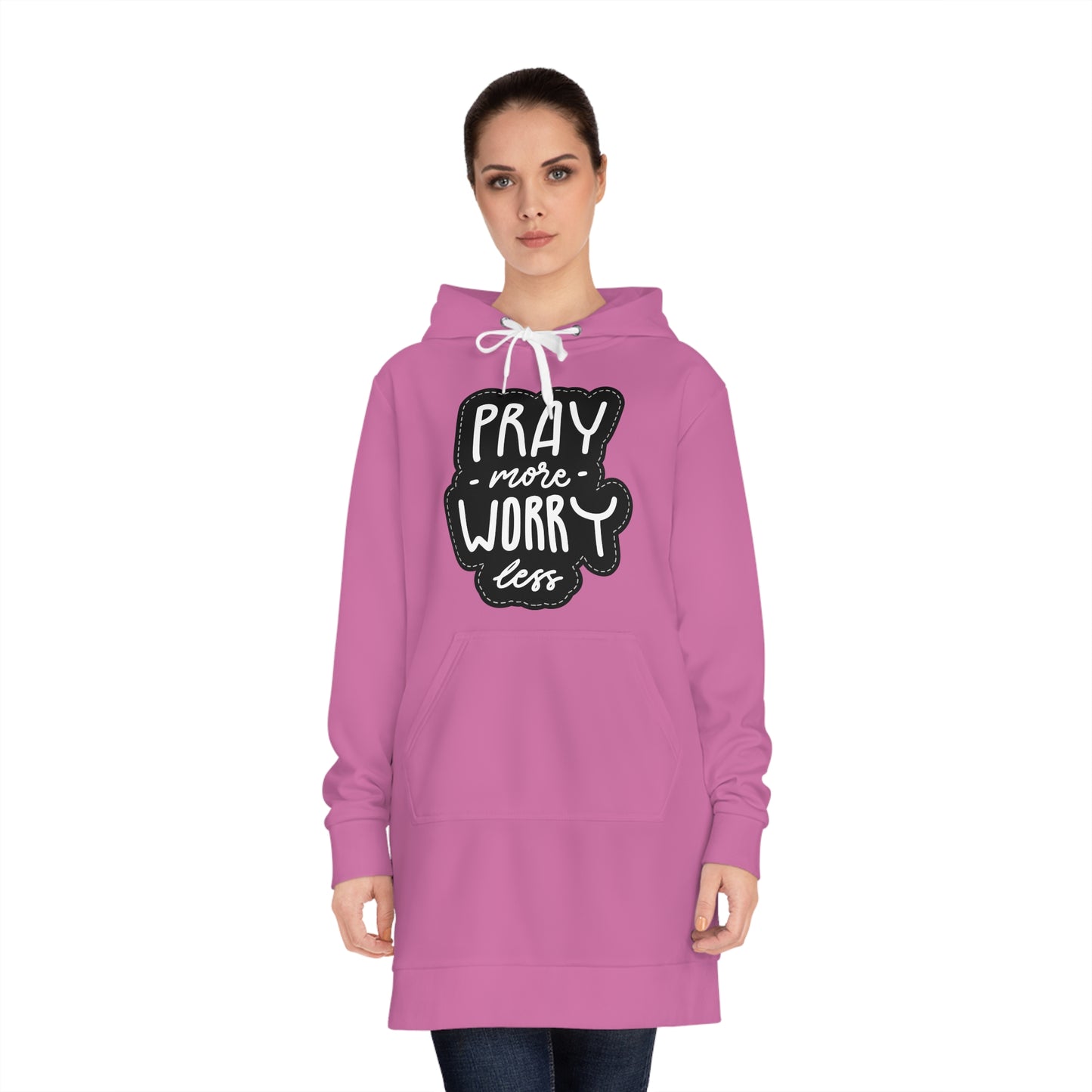 Pray More Worry Less Women's Hoodie Dress - Cozy & Inspirational Casual Wear