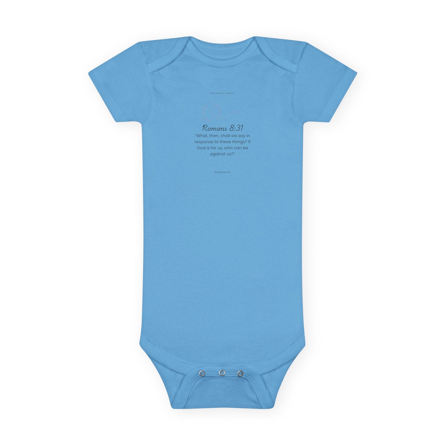 Inspirational Bible Verse Baby Onesie – Romans 8:31 Baby Bodysuit