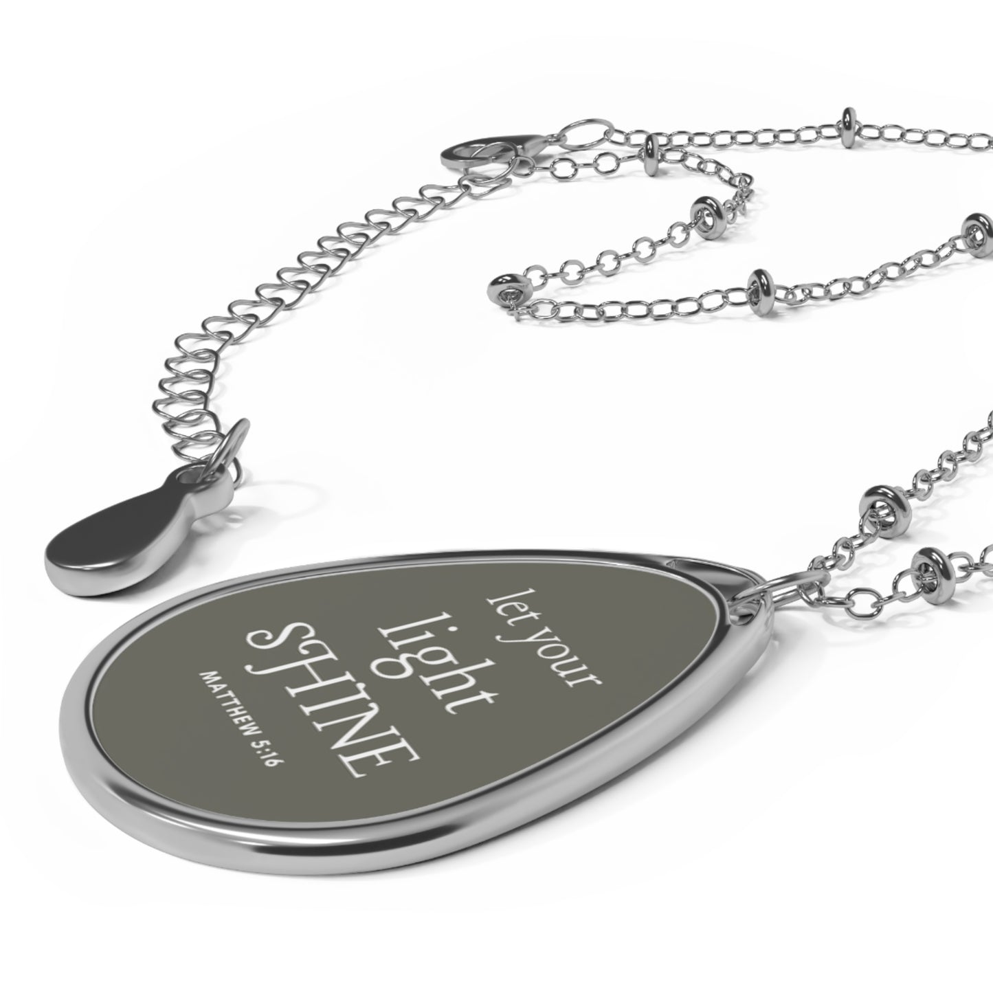 Inspirational Oval Necklace - "Let Your Light Shine" - Faith-Based Jewelry