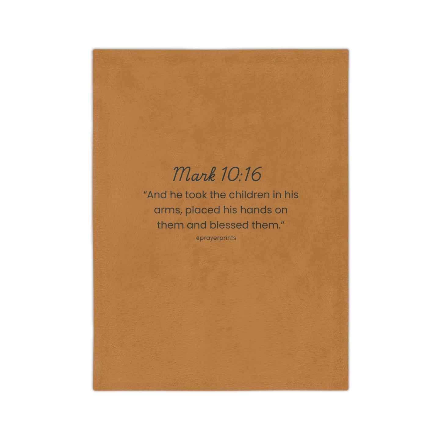 Inspirational Velveteen Microfiber Blanket with Mark 10:16 Quote