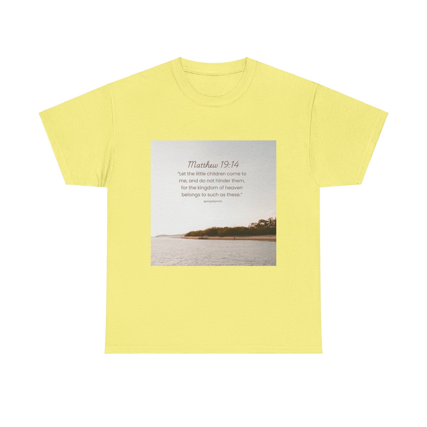 Inspirational Unisex Heavy Cotton Tee - Matthew 19:14 Design