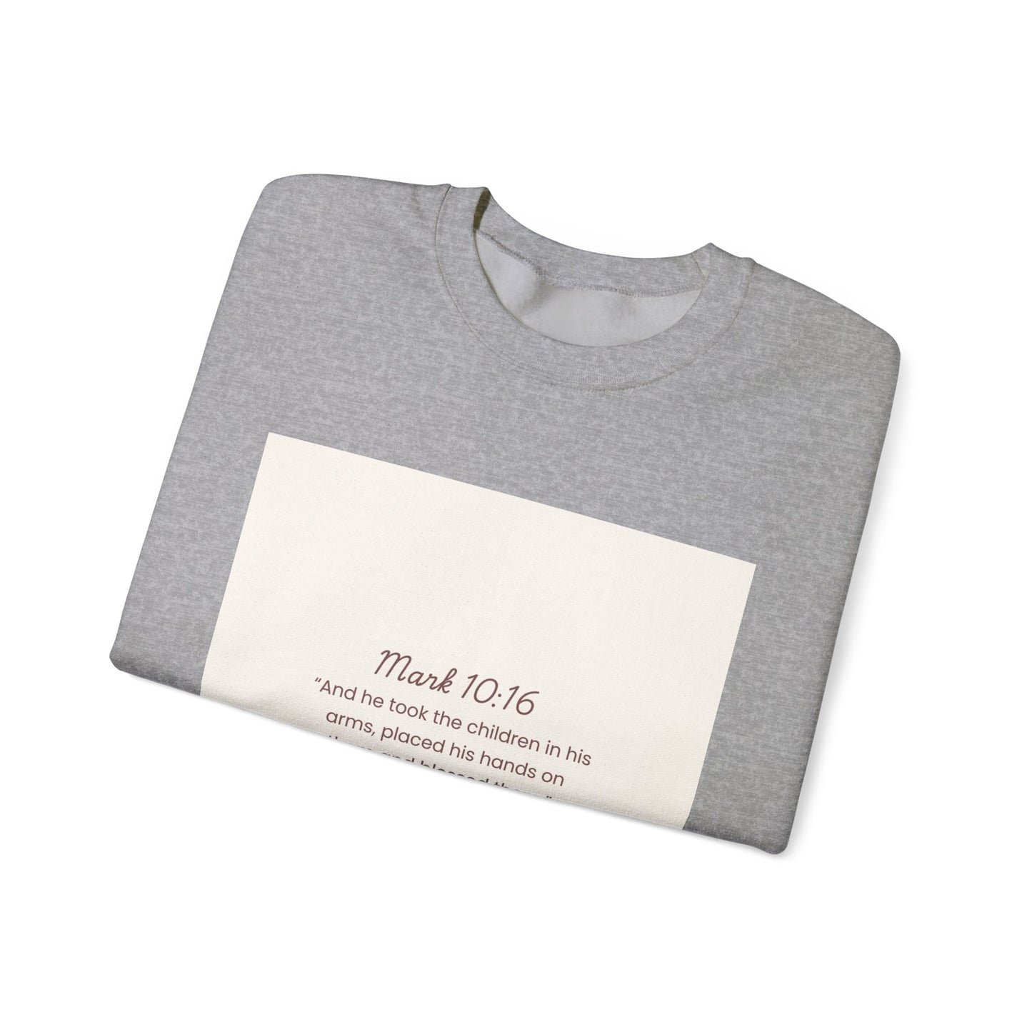 Faith-Inspired Unisex Heavy Blend™ Crewneck Sweatshirt - Mark 10:16 Quote