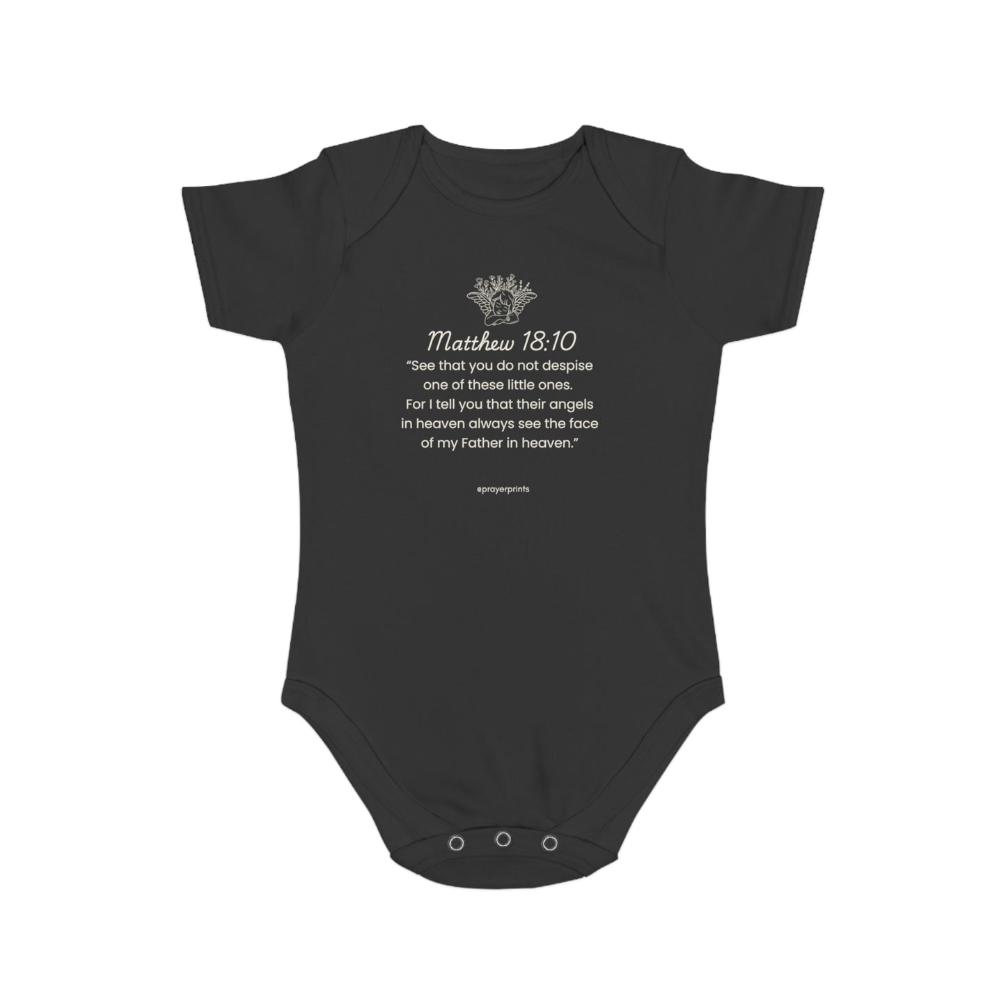 Cute Scripture Short Sleeve Baby Bodysuit - Matthew 18:10