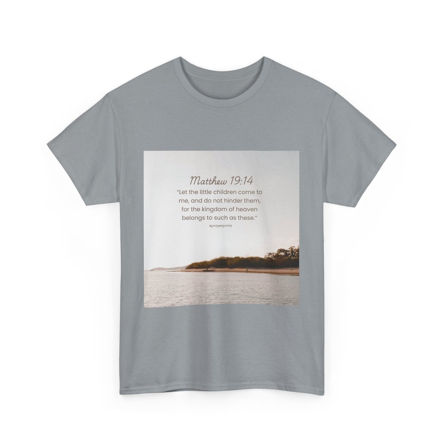 Inspirational Unisex Heavy Cotton Tee - Matthew 19:14 Design