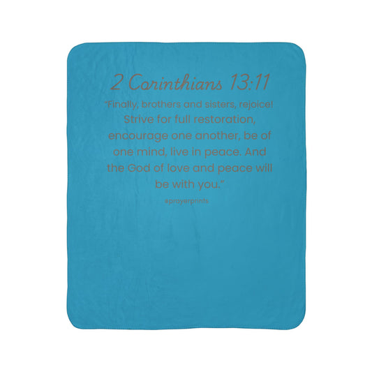 Inspirational Fleece Sherpa Blanket - 2 Corinthians 13:11