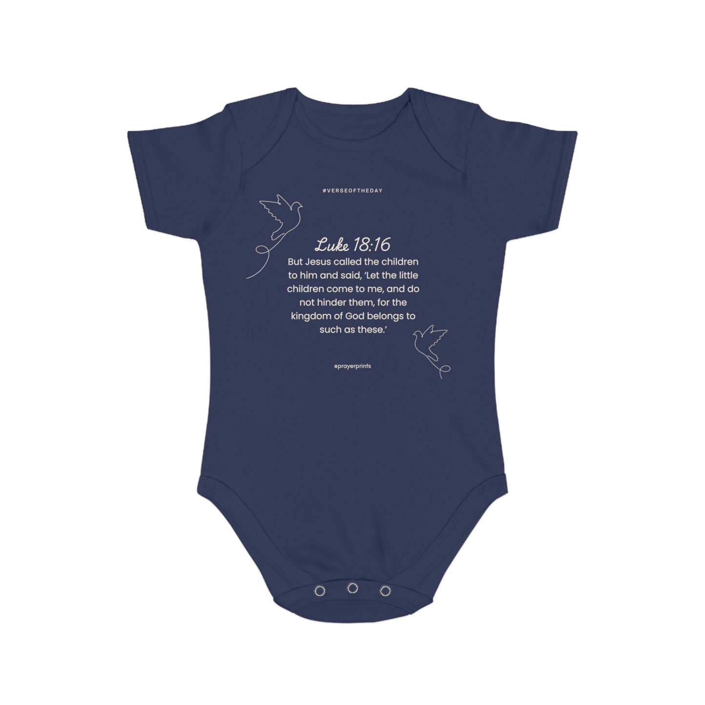 Inspirational Baby Bodysuit - Luke 18:16 - Short Sleeve Faith Clothing