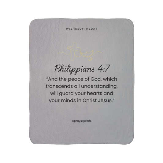 Inspirational Fleece Sherpa Blanket - Philippians 4:7 Verse