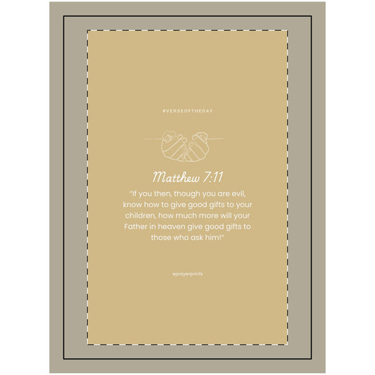 Inspirational Wood Topped Wall Tapestry - Bible Verse Matthew 7:11