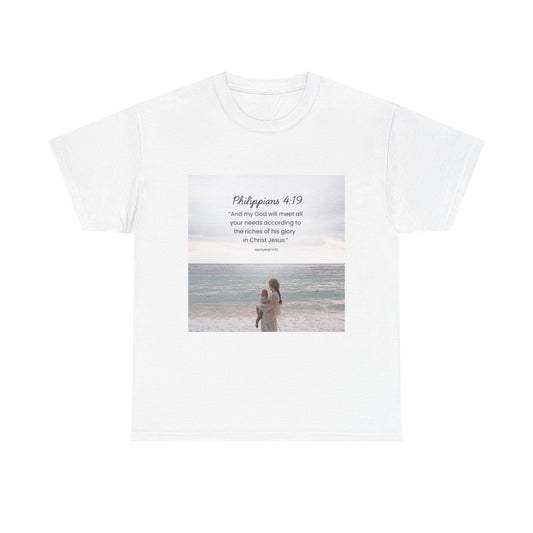 Inspirational Unisex Heavy Cotton Tee - 'Philippians 4:19'