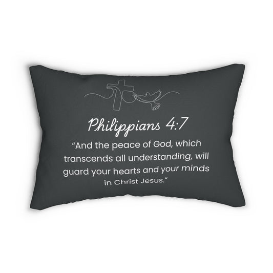 Faith-Inspired Lumbar Pillow - Philippians 4:7 Design