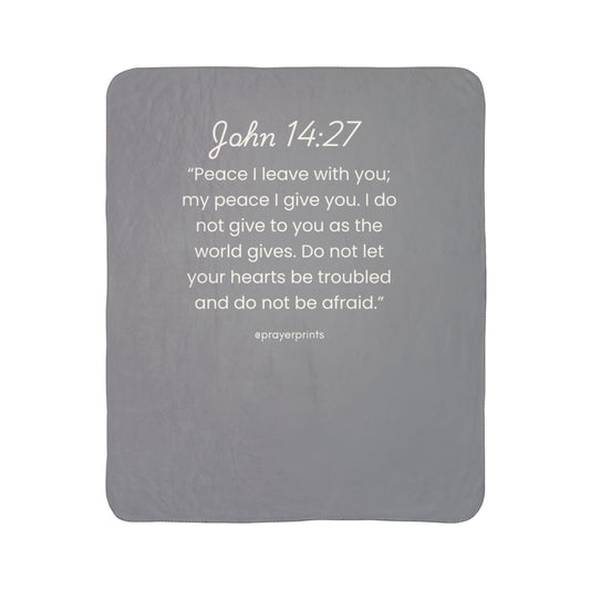 Inspirational Fleece Sherpa Blanket | John 14:27 Quote | Cozy Christian Home Decor