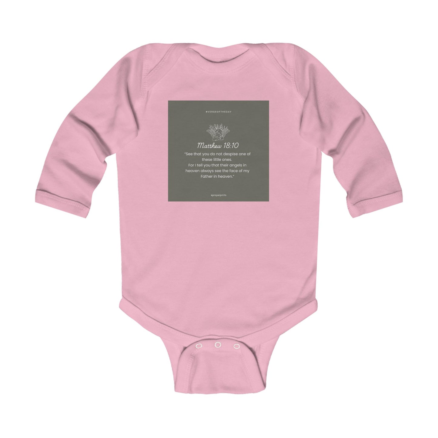 Inspirational Biblical Infant Bodysuit - Matthew 18:10 Long Sleeve Baby Outfit
