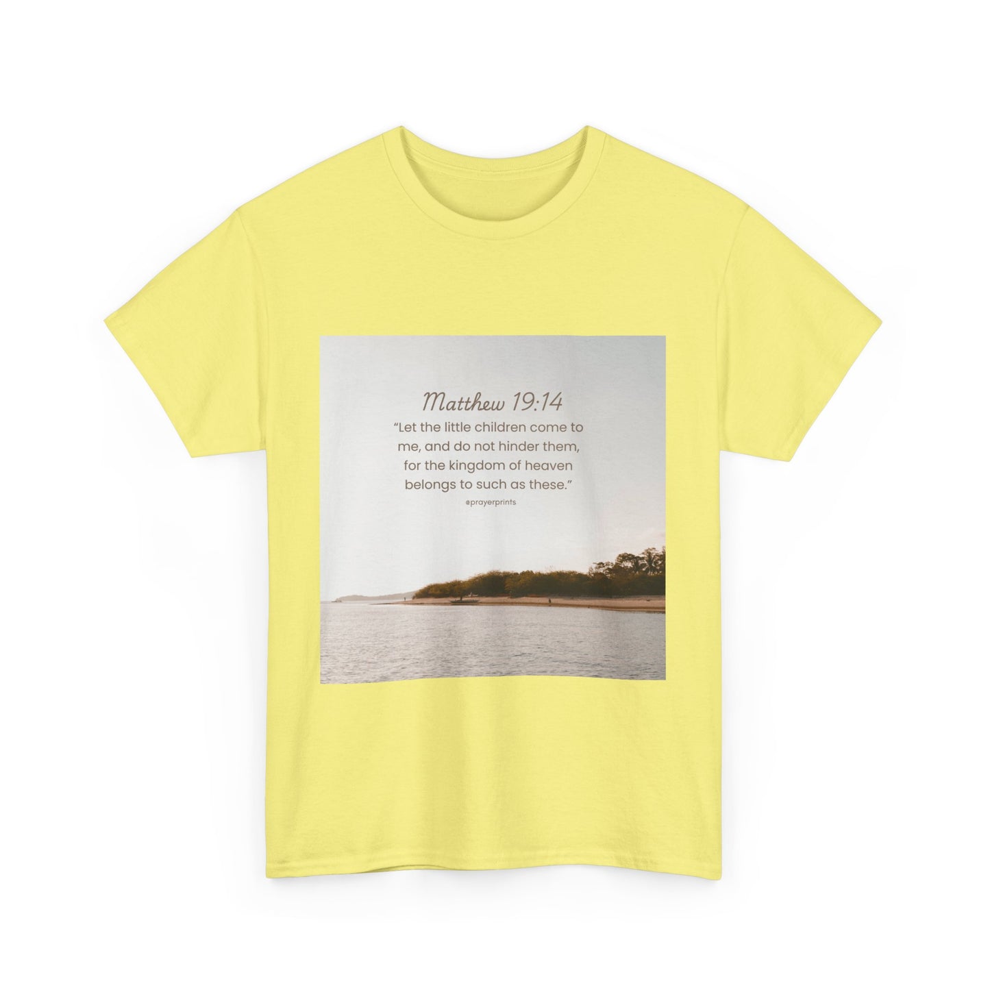 Inspirational Unisex Heavy Cotton Tee - Matthew 19:14 Design