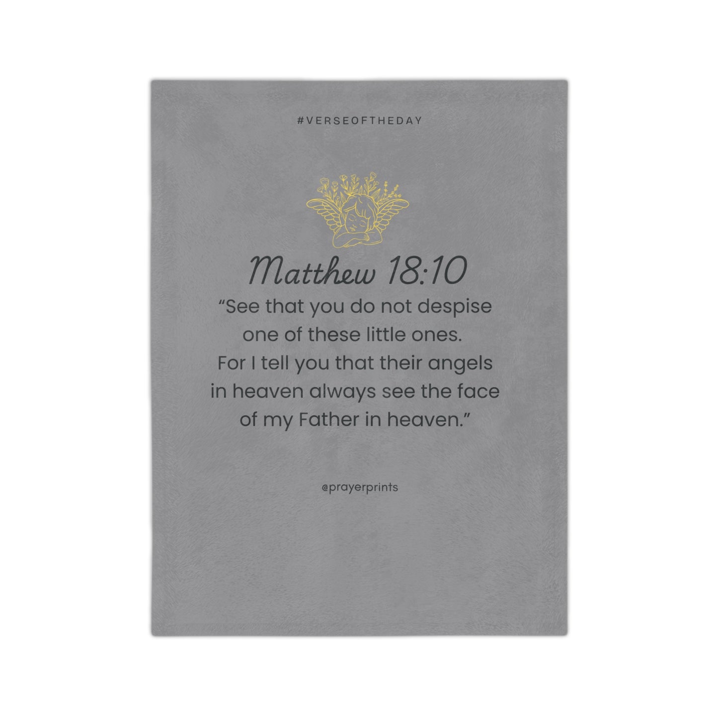 Inspirational Velveteen Microfiber Blanket with Matthew 18:10 Verse