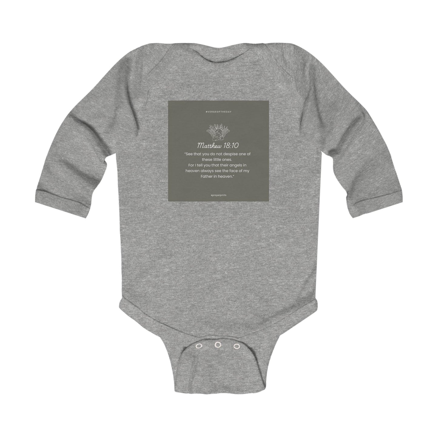 Inspirational Biblical Infant Bodysuit - Matthew 18:10 Long Sleeve Baby Outfit