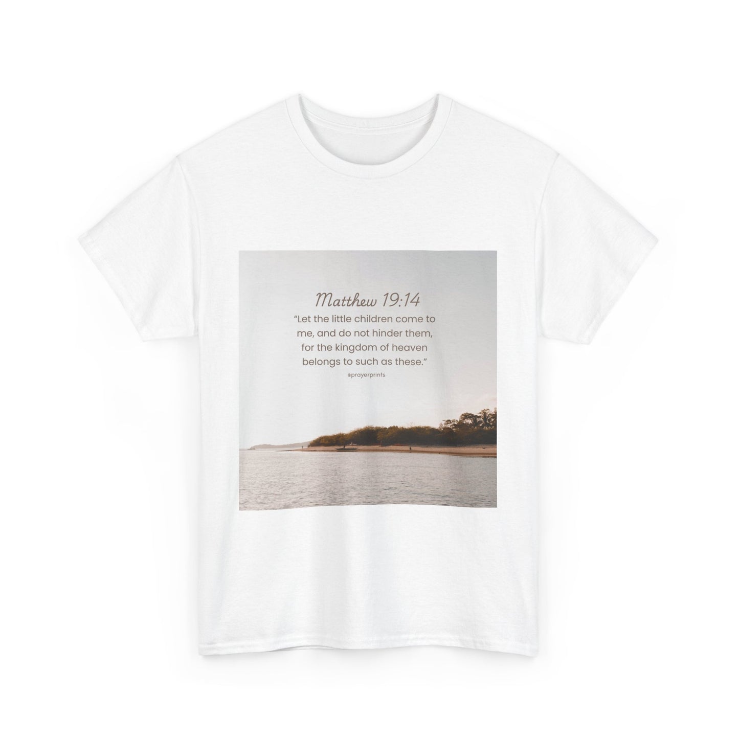 Inspirational Unisex Heavy Cotton Tee - Matthew 19:14 Design