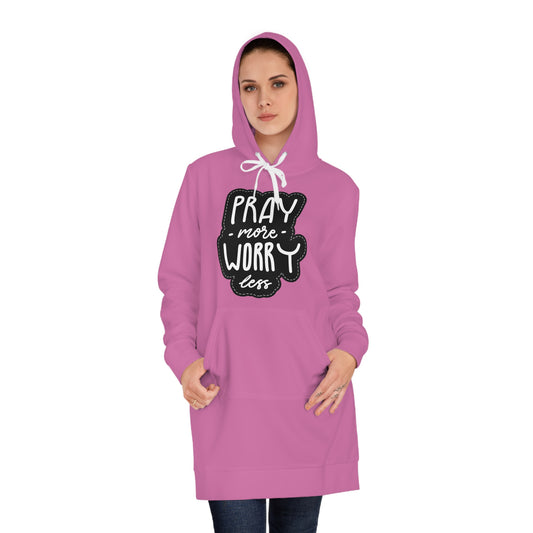 Pray More Worry Less Women's Hoodie Dress - Cozy & Inspirational Casual Wear