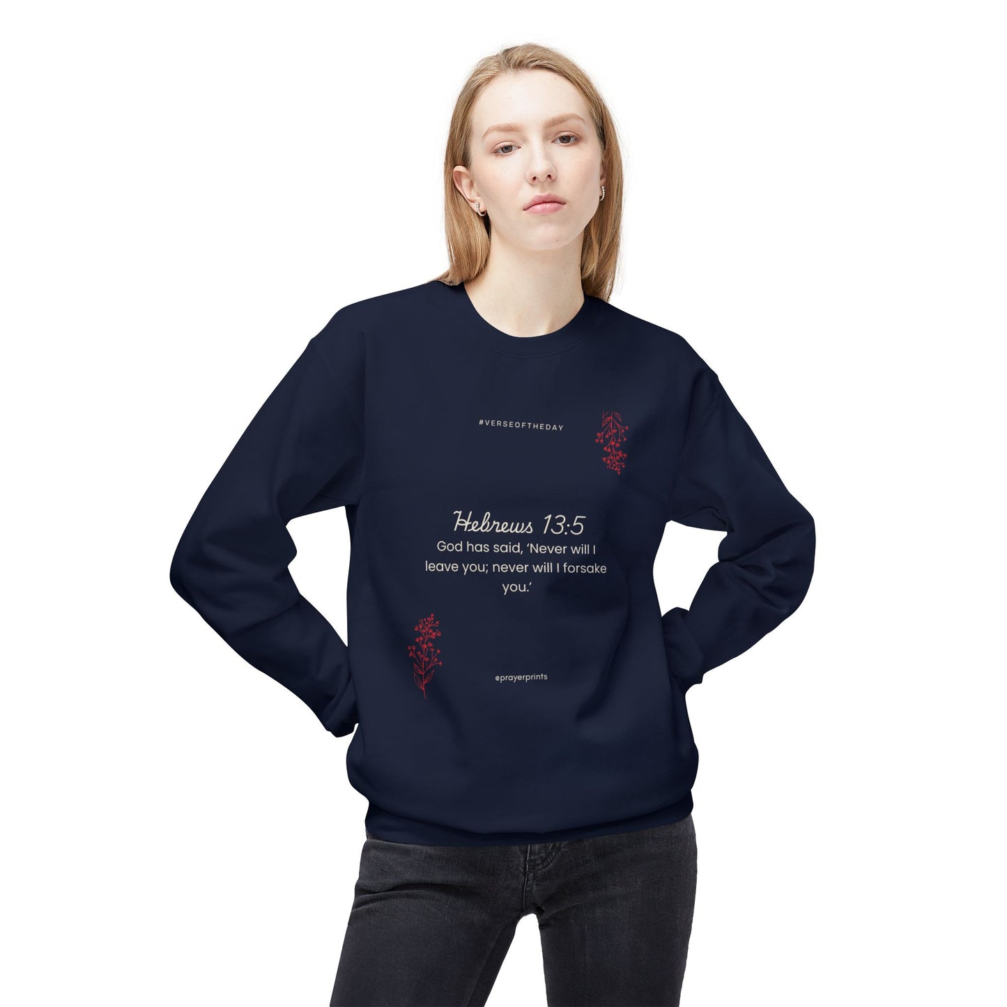 Hebrews 13:5 Inspirational Fleece Sweatshirt | Unisex Comfort Wear
