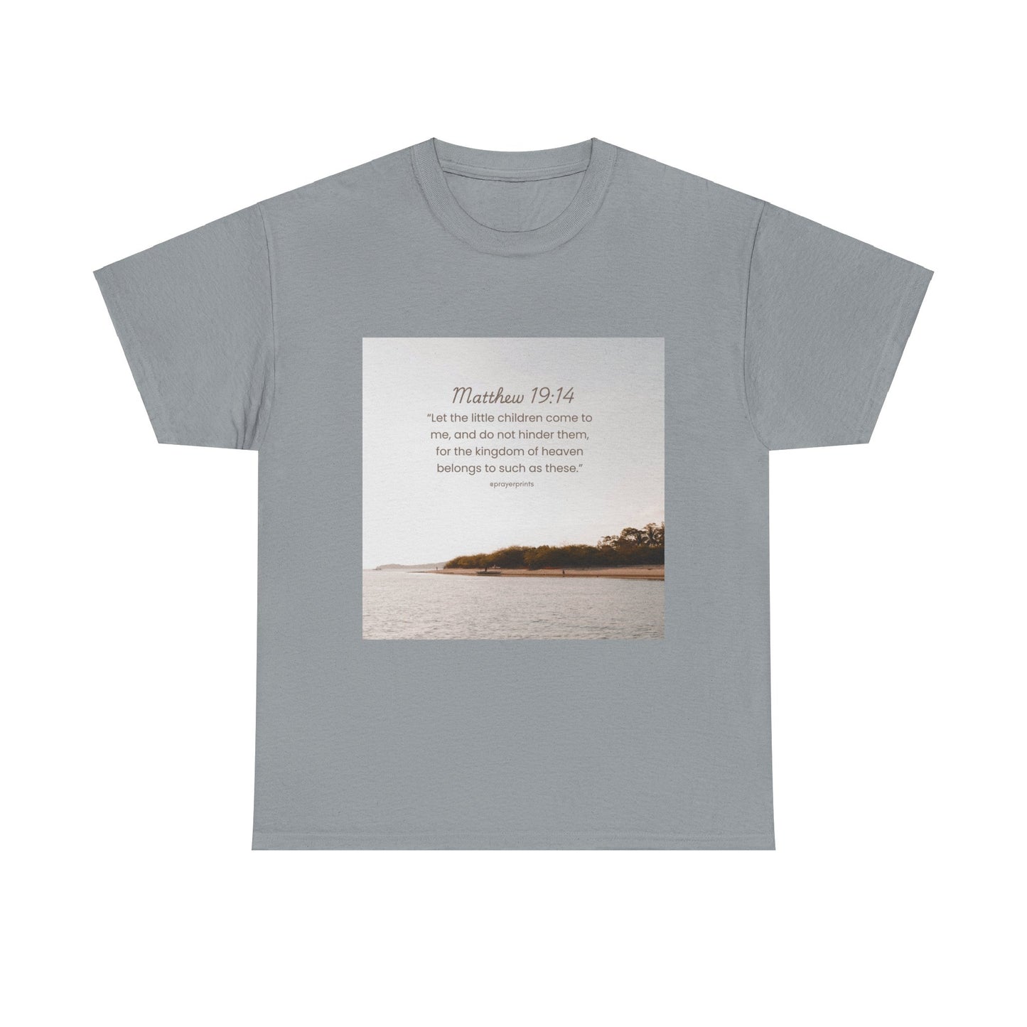 Inspirational Unisex Heavy Cotton Tee - Matthew 19:14 Design